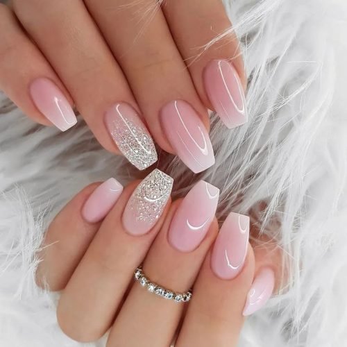 24Pcs Simple French Fake Nail with Gradient White Design Short Square Head False Nails Wearable Finished Manicure Press on Nails - 284